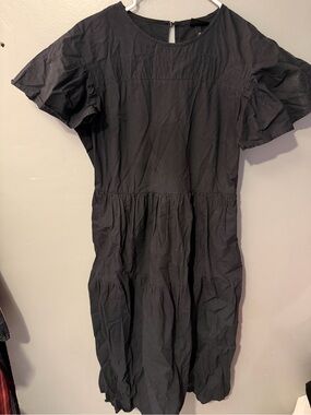 Who What Wear Women's Black Tiered Short-Sleeve Dress
